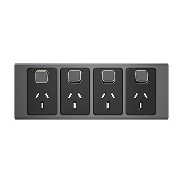 CLIPSAL ICONIC STYL SILVER SHADOW 10A QUAD POWERPOINT SKIN S3015/4C-SH