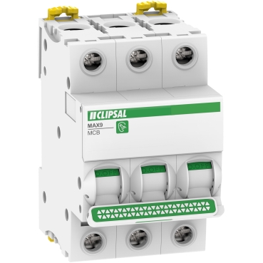 CLIPSAL MAX9 3 POLE 63A MINIATURE CIRCUIT BREAKER 6KA MX9MC363