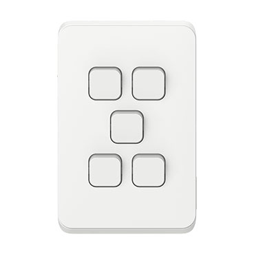 CLIPSAL ICONIC EXTRA WHITE 5 GANG SKIN 3045C-XW