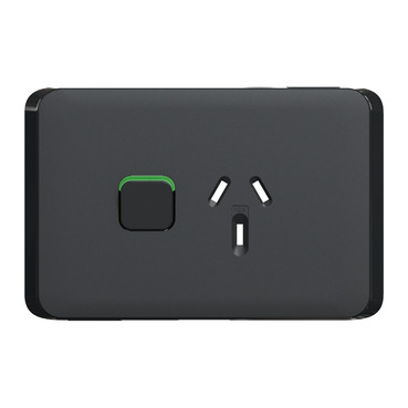 CLIPSAL ICONIC EXTRA BLACK 10A SINGLE POWERPOINT SKIN 3015C-XB