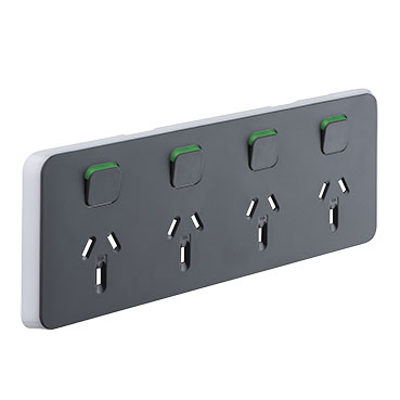 CLIPSAL ICONIC ANTHRACITE 10A QUAD POWERPOINT 3015/4C-AN