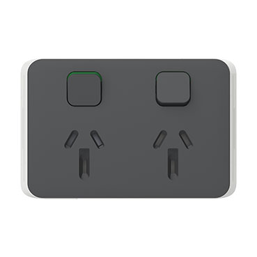 CLIPSAL ICONIC ANTHRACITE 10A DOUBLE POWERPOINT 3025C-AN
