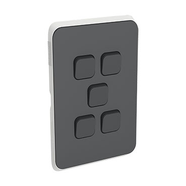 CLIPSAL ICONIC ANTHRACITE 5 GANG SKIN 3045C-AN