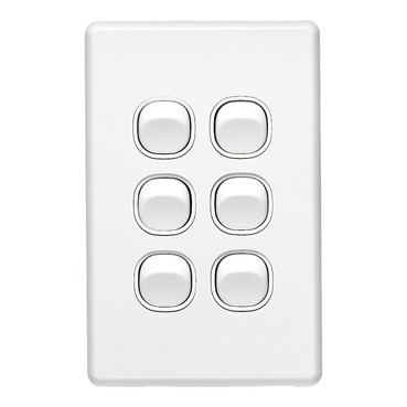 CLIPSAL CLASSIC C2000 6 GANG VERTICAL SWITCH C2036VA-WE