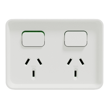 CLIPSAL ICONIC OUTDOOR WHITE 10A DOUBLE POWERPOINT O3025-XW