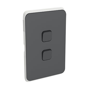 CLIPSAL ICONIC ANTHRACITE 2 GANG SKIN 3042C-AN