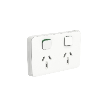 CLIPSAL ICONIC EXTRA WHITE 10A DOUBLE POWERPOINT 3025BLK50-XW