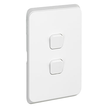 CLIPSAL ICONIC EXTRA WHITE 2 GANG SWITCH 3042VABLK50-XW