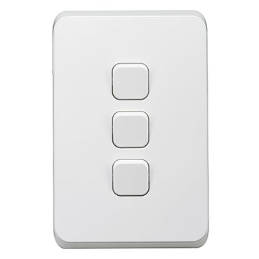 CLIPSAL ICONIC EXTRA WHITE 3 GANG SWITCH 3043VABLK40-XW BULK 40PK