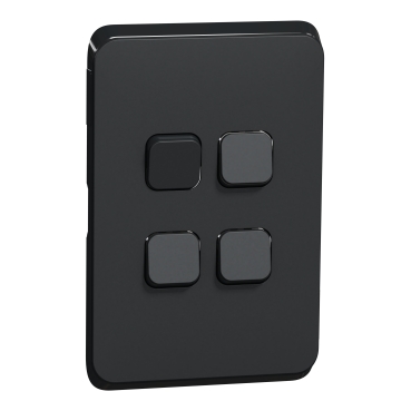 CLIPSAL ICONIC EXTRA BLACK 4 GANG SKIN 3044C-XB