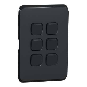CLIPSAL ICONIC EXTRA BLACK 6 GANG SKIN 3046C-XB
