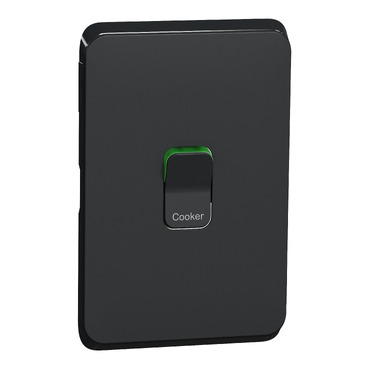 CLIPSAL ICONIC EXTRA BLACK 45A COOKER SWITCH SKIN 3041/45C-XB