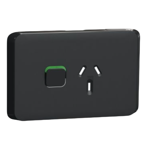 CLIPSAL ICONIC EXTRA BLACK 15A SINGLE POWERPOINT SKIN 3015/15C-XB