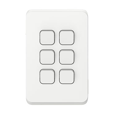 CLIPSAL ICONIC EXTRA WHITE 6 GANG SKIN 3046C-XW