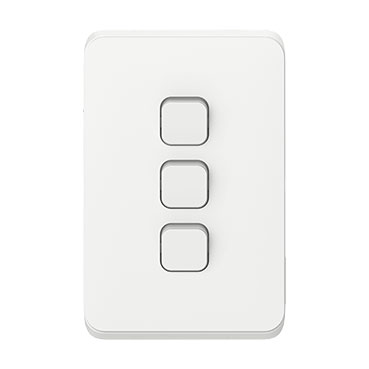 CLIPSAL ICONIC 3 GANG VERTICAL SWITCH 10A 3043VA-VW