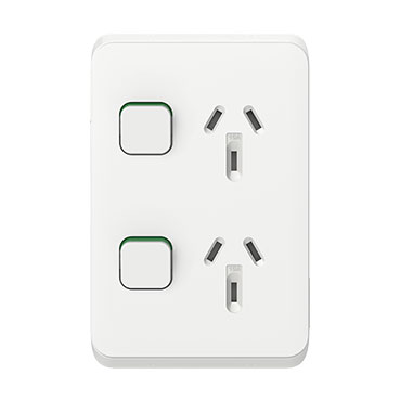 CLIPSAL ICONIC 10A VERTICAL DOUBLE POWERPOINT 3025V-VW