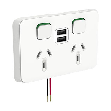 CLIPSAL ICONIC 10A DOUBLE POWER POINT WITH USB 3025USB2-VW