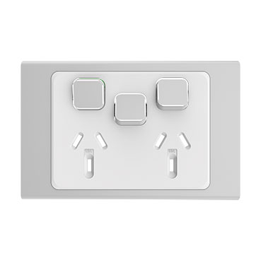 CLIPSAL ICONIC STYL SILVER 10A DOUBLE POWERPOINT WITH EXTRA SWITCH SKIN S3025XC-SV